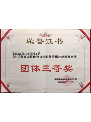 2020年配網搶修技能比賽比武團體三等獎